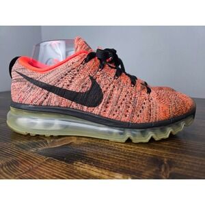 Nike Flyknit Air Max Women's Orange Black Running Gym Shoes Sneakers Size 8.5